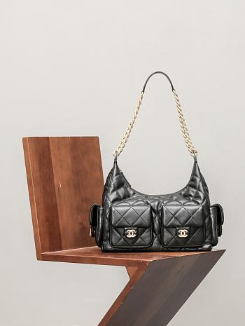 Fortok Chanel Jennie Hobo Bag Black 27x35x18cm