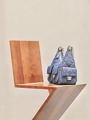 Fortok Chanel Jennie Hobo Bag Dark Blue Denim 27x35x18cm - 5