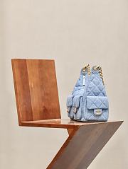 Fortok Chanel Jennie Hobo Bag Blue Denim 27x35x18cm - 6