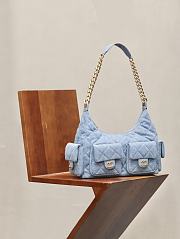 Fortok Chanel Jennie Hobo Bag Blue Denim 27x35x18cm - 4