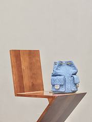 Fortok Chanel 25C Backpack Blue Denim 31x23x10cm - 6