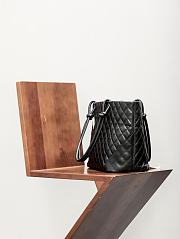 Fortok Chanel Cambon Line Quilted Tote Shoulder Bag Black White Logo 30x25cm - 2