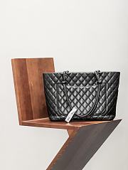 Fortok Chanel Cambon Line Quilted Tote Shoulder Bag Black White Logo 30x25cm - 4