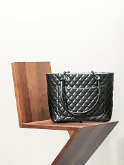 Fortok Chanel Cambon Line Quilted Tote Shoulder Bag Full Black 30x25cm - 4