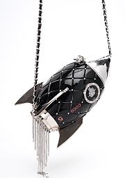 Fortok Chanel Plexiglass Crystal Rocket Ship Minaudière Clutch Black 25×10cm - 1