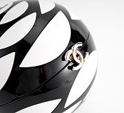 Fortok Chanel Resin Plexi CC Round Camellia Minaudiere Clutch Black White 12×12×12cm - 5