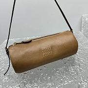 Fortok Miu Miu Small Round Pen Holder Bag Brown 5717 22x9.5x8.5cm - 6