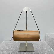 Fortok Miu Miu Small Round Pen Holder Bag Brown 5717 22x9.5x8.5cm - 1