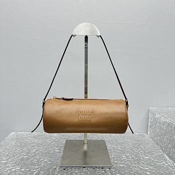 Fortok Miu Miu Small Round Pen Holder Bag Brown 5717 22x9.5x8.5cm