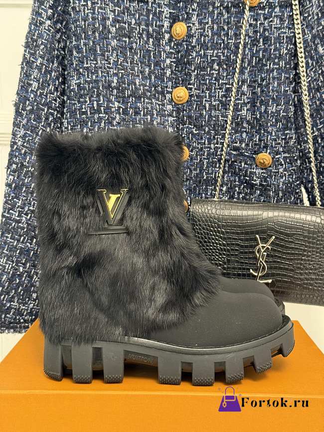 Fortok Louis Vuitton Donkey Thick-Soled Snow Boot Black - 1