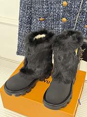 Fortok Louis Vuitton Donkey Thick-Soled Snow Boot Black - 4