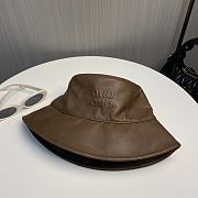 Fortok Miu Miu Bucket Hat Dark Brown Leather - 2