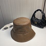 Fortok Miu Miu Bucket Hat Dark Brown Leather - 4