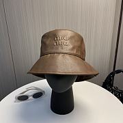Fortok Miu Miu Bucket Hat Dark Brown Leather - 1