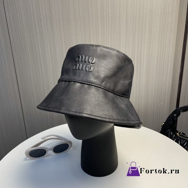 Fortok Miu Miu Bucket Hat Black Leather - 1