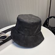 Fortok Miu Miu Bucket Hat Black Leather - 3