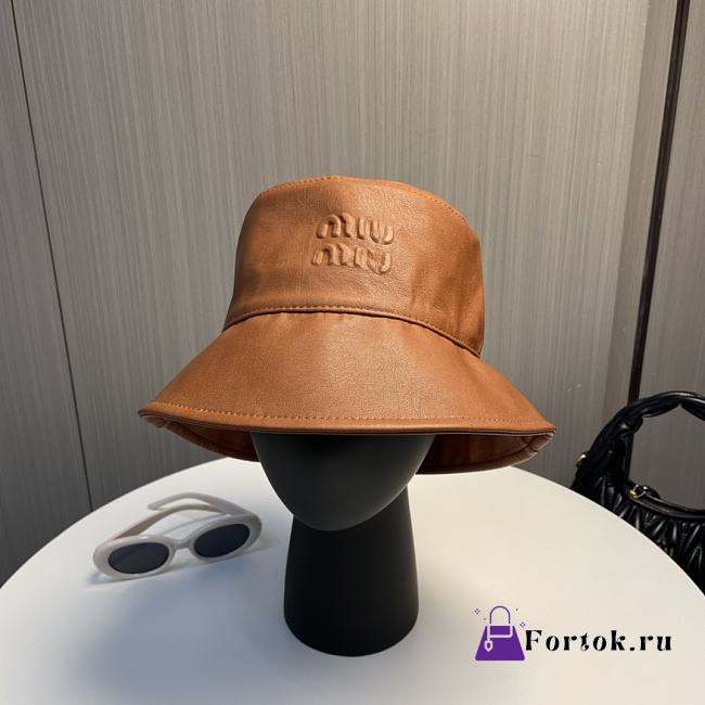 Fortok Miu Miu Bucket Hat Brown Leather - 1