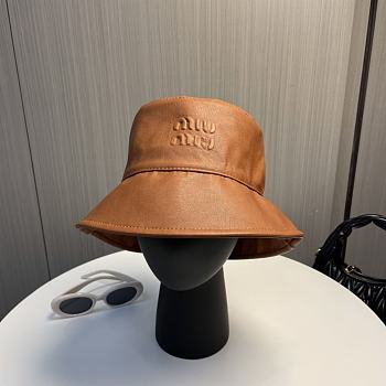 Fortok Miu Miu Bucket Hat Brown Leather