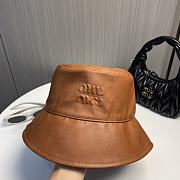 Fortok Miu Miu Bucket Hat Brown Leather - 6