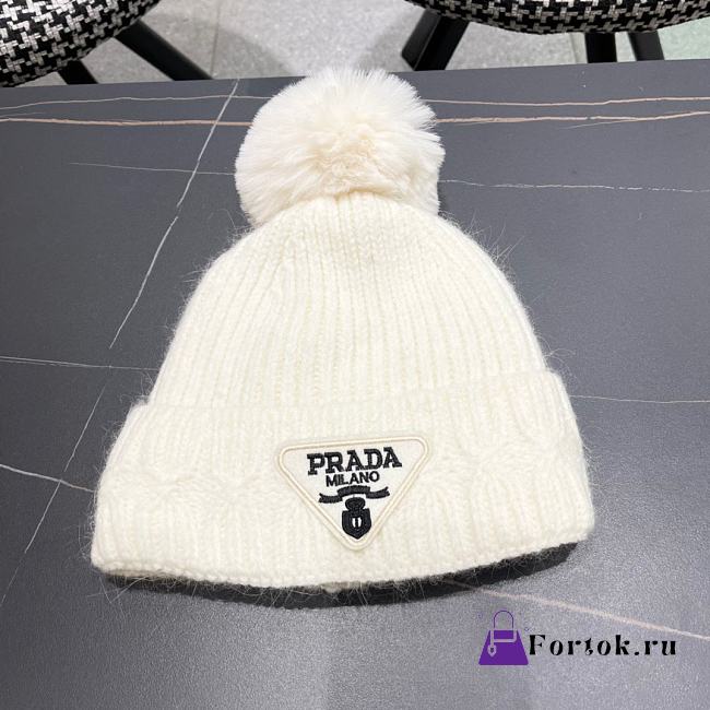 Fortok Prada 24 Knitted Wool Beanie White - 1