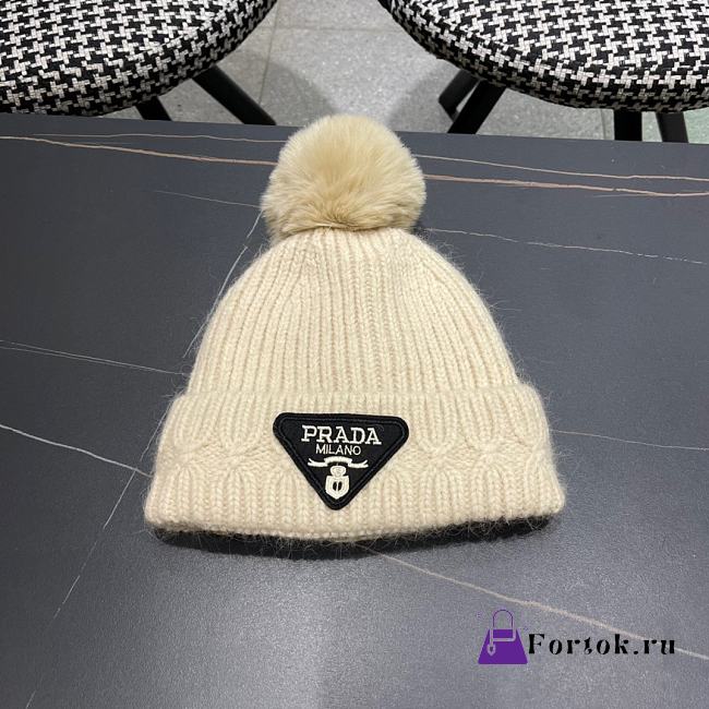 Fortok Prada 24 Knitted Wool Beanie Beige - 1