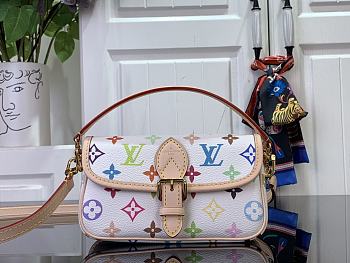 Fortok Louis Vuitton Nano Diane Baguette Handbag Multicolor White M14194 19x10.5x6cm
