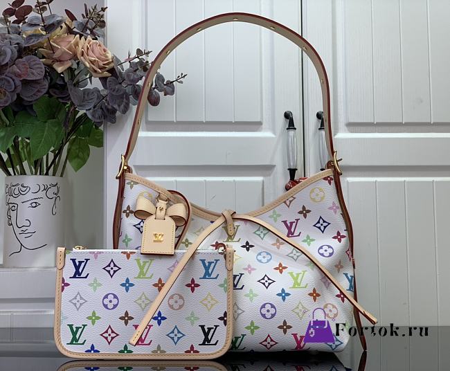 Fortok Louis Vuitton Carryall Handbag White Multicolor M13661 29x24x12cm - 1