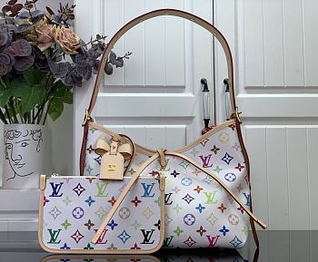 Fortok Louis Vuitton Carryall Handbag White Multicolor M13661 29x24x12cm