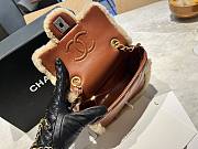 Fortok Chanel Mini Flap Bag Shearling Lambskin & Gold-Tone Metal Beige & Brown 12x18x6cm - 5