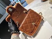 Fortok Chanel Mini Flap Bag Shearling Lambskin & Gold-Tone Metal Brown 12x18x6cm - 6