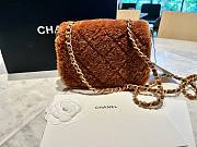Fortok Chanel Mini Flap Bag Shearling Lambskin & Gold-Tone Metal Brown 12x18x6cm - 3
