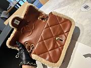 Fortok Chanel Mini Flap Bag Shearling Lambskin & Gold-Tone Metal Beige & Brown 16x23.5x7.5cm - 6