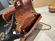 Fortok Chanel Mini Flap Bag Shearling Lambskin & Gold-Tone Metal Brown 16x23.5x7.5cm - 4