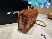 Fortok Chanel Mini Flap Bag Shearling Lambskin & Gold-Tone Metal Brown 16x23.5x7.5cm - 3