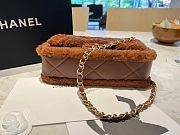 Fortok Chanel Mini Flap Bag Shearling Lambskin & Gold-Tone Metal Brown 16x23.5x7.5cm - 2
