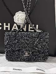 Fortok Chanel  24k White Tube Beads Sequins Flap Bag 20cm - 1