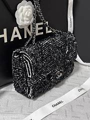 Fortok Chanel  24k White Tube Beads Sequins Flap Bag 20cm - 4