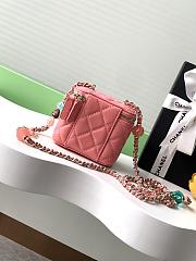 Fortok Chanel Small Comestic Bag Pink Enamel Heart Buckle 11x8.5x7cm - 4