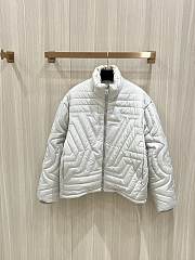 Fortok Louis Vuitton Embroidered Letter Flower Quilted Jacket Down Jacket White - 1