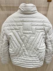 Fortok Louis Vuitton Embroidered Letter Flower Quilted Jacket Down Jacket White - 2