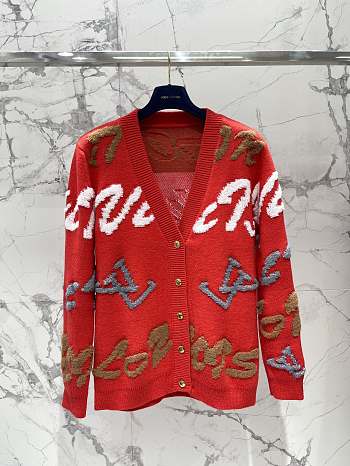 Fortok Louis Vuitton Knitted Cardigan Jacket Red