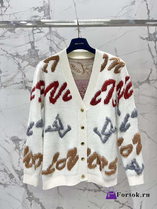 Fortok Louis Vuitton Knitted Cardigan Jacket White - 1