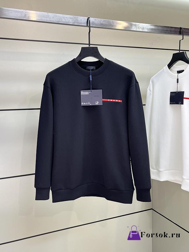 Fortok Prada Recycled Double Jjersey Sweatshirt Black / White / Blue - 1