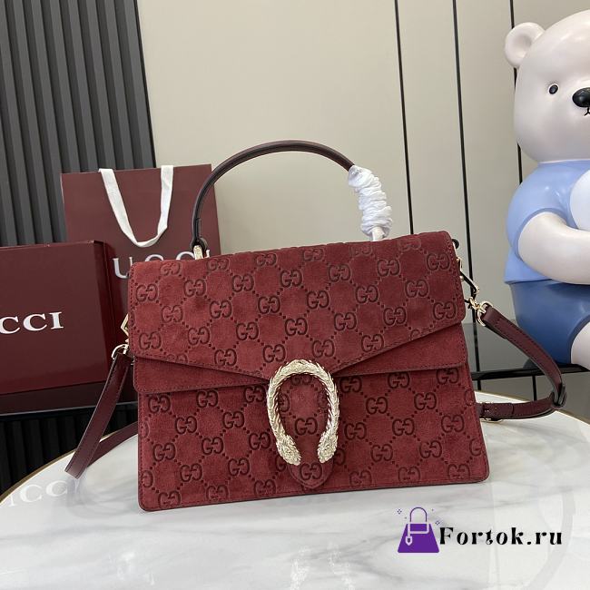 Fortok Gucci Dionysus Mini Top Handle Bag Red Suede 813399 29.5x20x10.5cm - 1