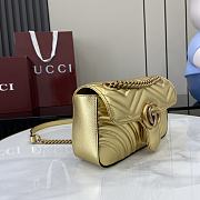 Fortok Gucci GG Marmont Mini Bag Gold Metallic Leather 446744 22x13x6cm - 6