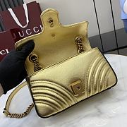 Fortok Gucci GG Marmont Mini Bag Gold Metallic Leather 446744 22x13x6cm - 4