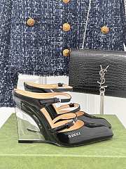 Fortok Gucci Transparent Wedge Heel Half Slippers Black  - 1
