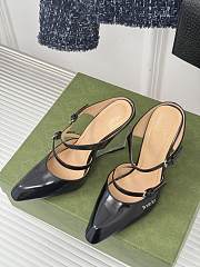 Fortok Gucci Transparent Wedge Heel Half Slippers Black  - 5