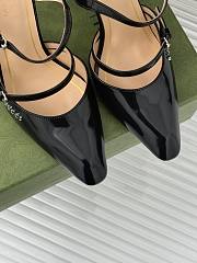 Fortok Gucci Transparent Wedge Heel Half Slippers Black  - 3