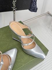 Fortok Gucci Transparent Wedge Heel Half Slippers Silver - 6